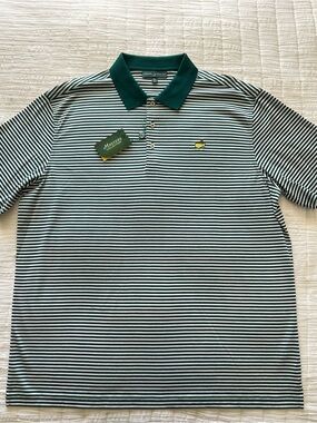 NWT Masters Collection Augusta National Golf Polo Green White Striped XXL